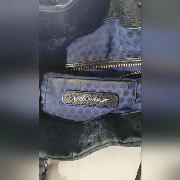 GUC Rebecca Minkoff Romeo Leather  Satchel Ostrich Style Black - Picture 15 of 16